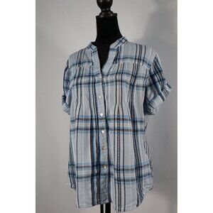 Prestwick & Moore Blue Plaid Button-Up‎ Shirt Size Medium